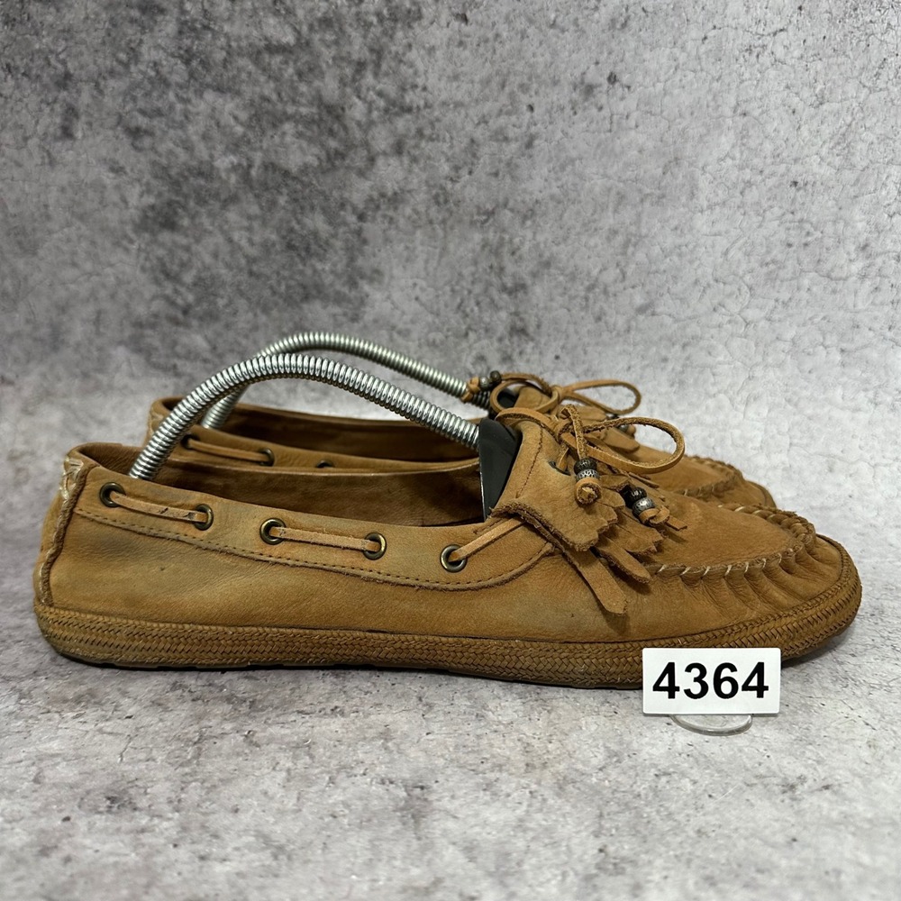 UGG Drina Moccasin Womens 12 Chestnut Leather Fringed Kiltie Beaded Bow 1005451